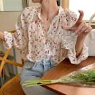 Round-neck Floral Long-sleeve Shirt