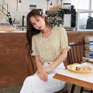 Frill-trim Check Blouse