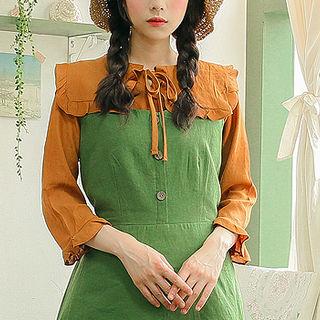 Capelet Tie-neck Blouse