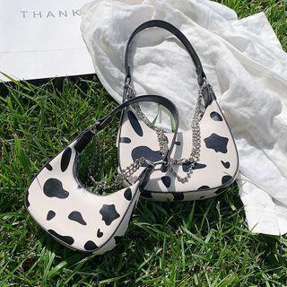 Cow Print Zip Hobo Bag