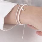 Sterling Silver Faux Pearl Layered Bracelet White & Silver - One Size