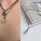 Crystal Thread Necklace Black - One Size
