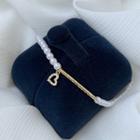 Rhinestone Heart Faux Pearl Bracelet 1 Pc - Bracelet - One Size