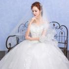 Sequined Off-shoulder Wedding Ball Gown