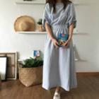 Open Back Puff Sleeve Maxi Dress