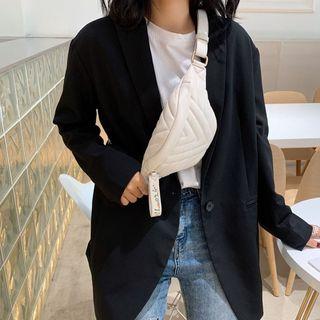 Letter Embroidered Faux Leather Sling Bag