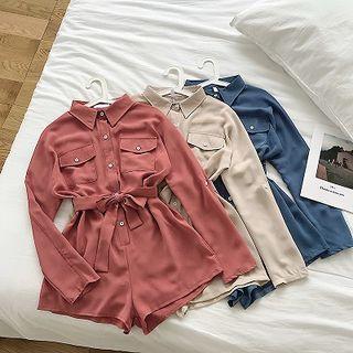 Pocket Detail Long-sleeve Playsuit