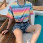 Rainbow Stripe Cropped T-shirt