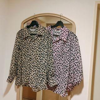 Long-sleeve Leopard Chiffon Shirt