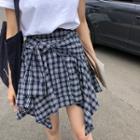 Elasticized Waist A-line Plaid Skort