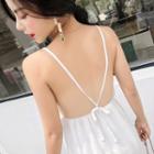 Spaghetti Strap Crochet Lace Panel Maxi Chiffon Sundress