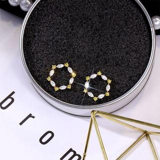 Rhinestone Hoop Earring 1 Pair - Gold - One Size