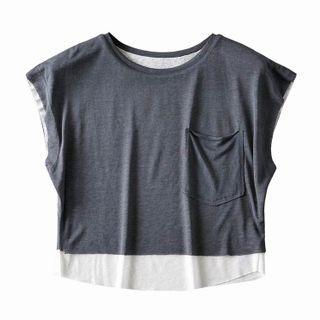 Mock Two-piece Cap-sleeve T-shirt