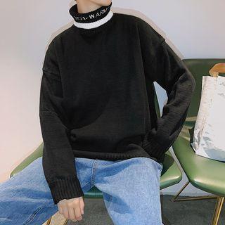 Turtleneck Embroidered Long-sleeve Sweater