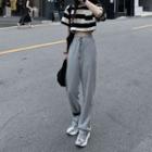 Short-sleeve Striped Cropped T-shirt / Wide Leg Pants / Set