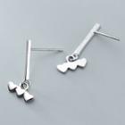 925 Sterling Silver Heart & Bar Dangle Earring 1 Pair - S925 Silver - As Shown In Figure - One Size