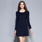Long-sleeve Dotted A-line Dress