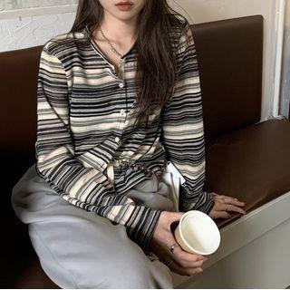 Striped Light Cardigan Black & White - One Size