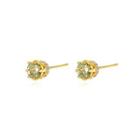 Sterling Silver Plated Gold Simple Fashion Geometric Round Green Cubic Zirconia Stud Earrings Golden - One Size
