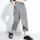 Gingham Wide-leg Cropped Pants Black - One Size