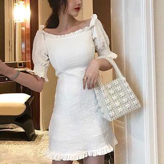Ruffle Trim Plain Dress