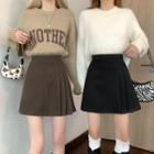 High-waist Plain Pleated A-line Mini Skirt / Midi Skirt (various Designs)