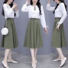 Set: Long Sleeve Shirt + A-line Skirt