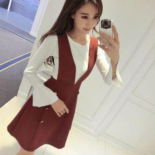 Set: Bell-sleeve Top + Sleeveless Dress