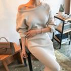 Round-neck Tube-hem Knit Dress