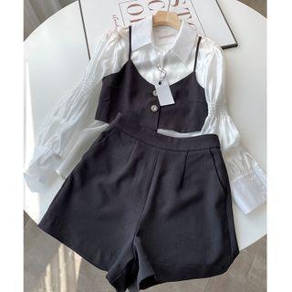 Set: Mock Two-piece Shirt + Shorts