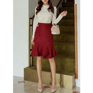 Faux-pearl Midi Mermaid Skirt