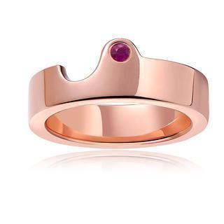 Left Right Accessory - 925 Silver Plated Red Color Pink Sapphire Couple Ring (female)