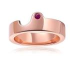 Left Right Accessory - 925 Silver Plated Red Color Pink Sapphire Couple Ring (female)