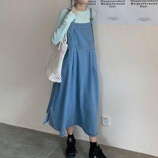 Long-sleeve T-shirt / Denim Jumper Dress