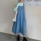 Long-sleeve T-shirt / Denim Jumper Dress