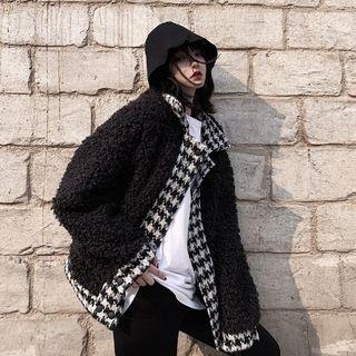 Mock Two Piece Houndstooth Coat As Shown In Figure - One Size