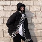Mock Two Piece Houndstooth Coat As Shown In Figure - One Size