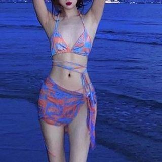 Set: Print Bikini Top + Bottom + Swim Skirt
