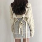 Tie-waist Cable Knit Sweater / Mini A-line Skirt