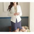 Faux-pearl Button Pleated Peplum Jacket