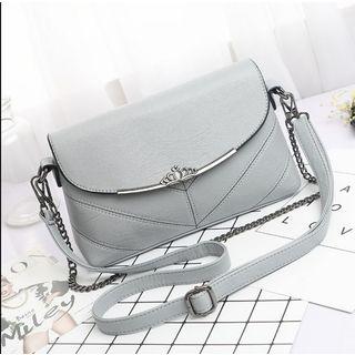 Faux-leather Crown Chain Strap Cross Bag