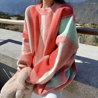 Oversize Color Panel Knit Sweater
