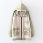 Hooded Zip-up Jacket Green - One Size
