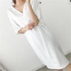 Dolman-sleeve Linen Blend Shift Dress