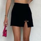 High-waist Slit Pin Skirt