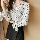 Dotted Printed Long Sleeve Blouse