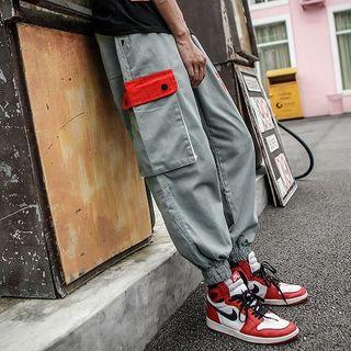 Lettering Drawstring Cropped Pants