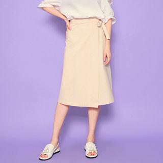 Wrap-front Cotton Long Skirt
