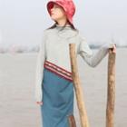 Turtleneck Color Block Long-sleeve Dress