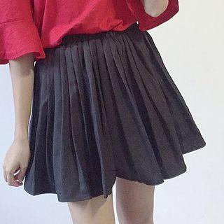 Plain Loose-fit Mini A-line Skirt
